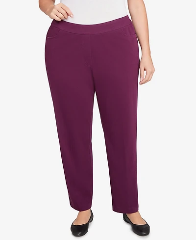 Alfred Dunner Plus Urban Legend Fitted Twill Pull On Medium Length Pants