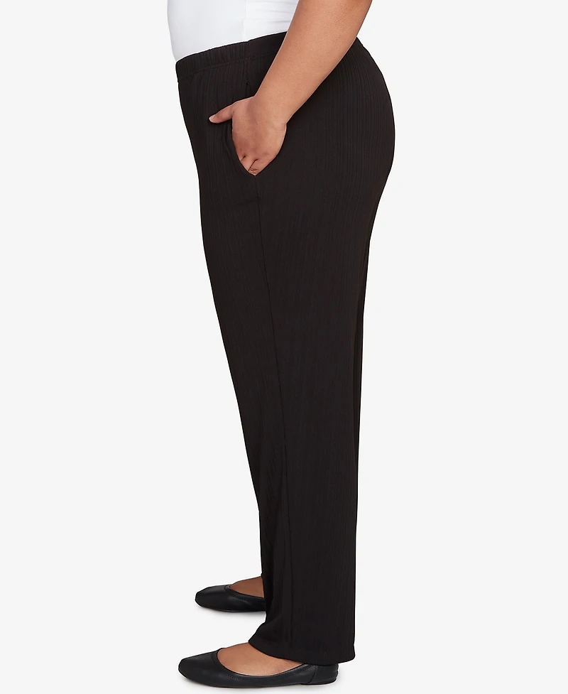 Alfred Dunner Plus As Usual Ribbed Knit Medium Length Pants