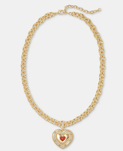 On 34th Pave & Stone Heart Pendant Necklace, 18" + 3" extender, Macy's Exclusive