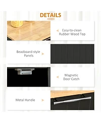 Halifax North America Black Kitchen Trolley: Modern Rolling Cart with Adjustable Shelving