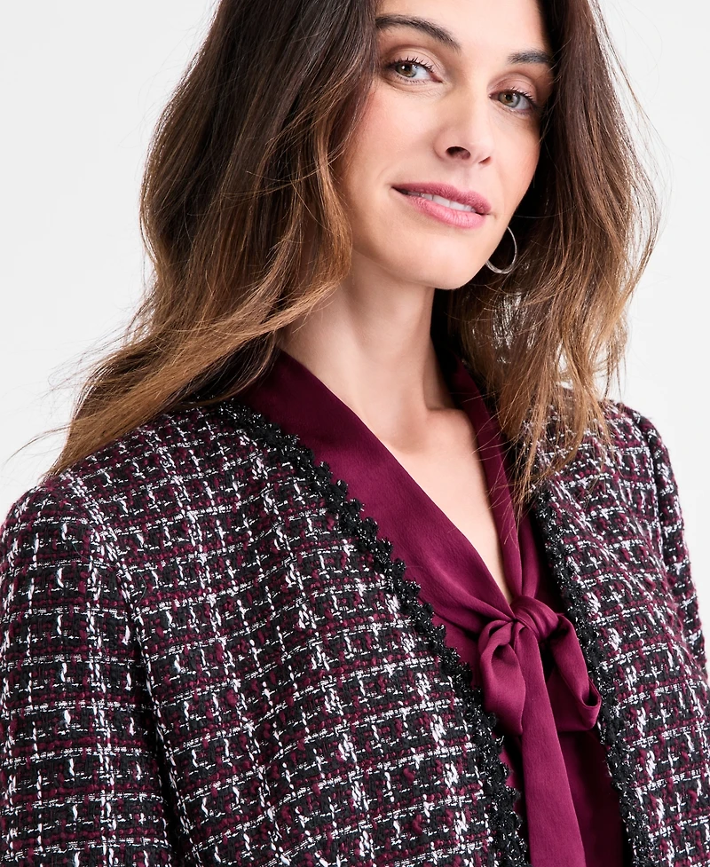 Kasper Tweed Open-Front Jacket, Regular & Petite