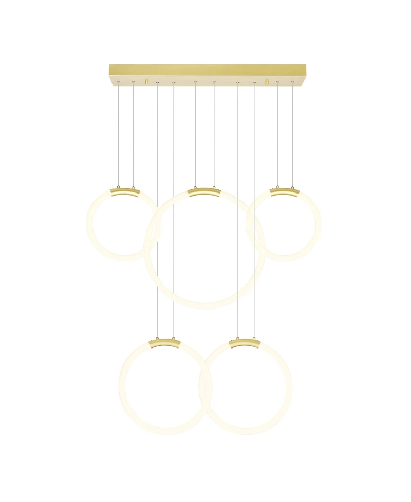 Cwi Lighting 27" Metal Hoops 5 Light Led Chandelier