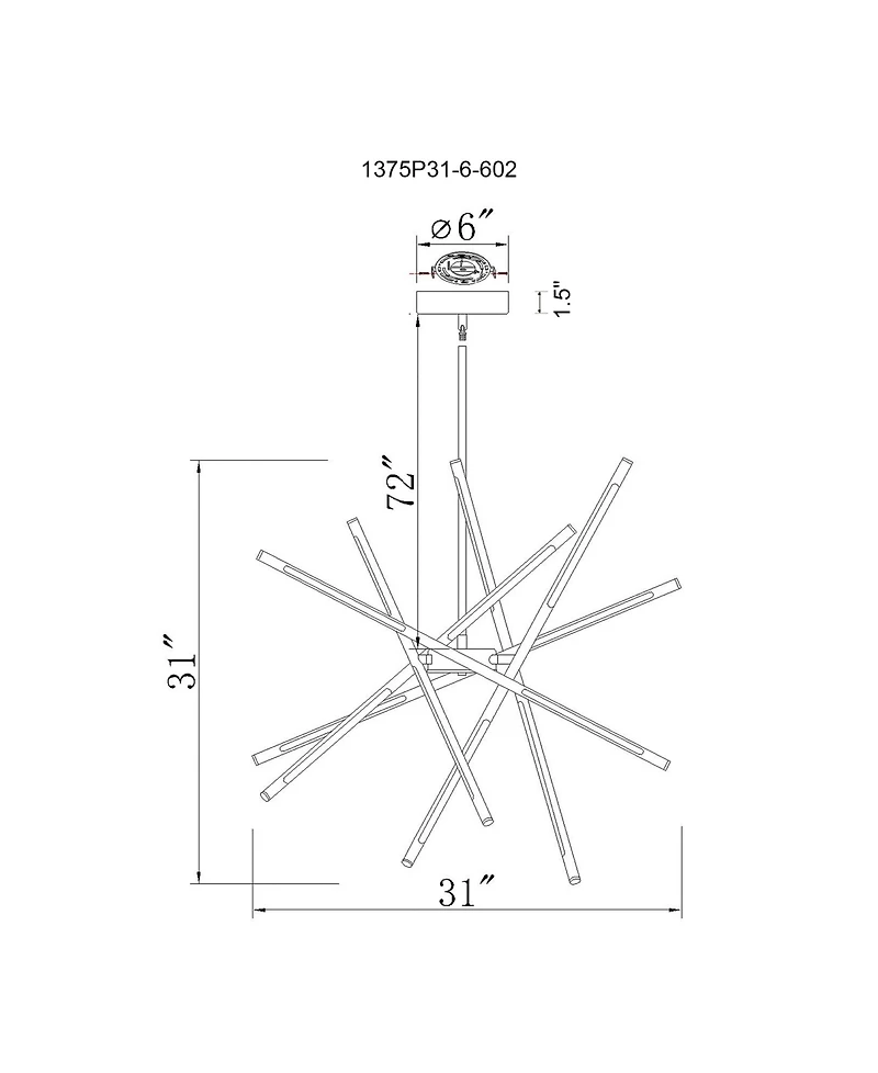 Cwi Lighting 36.5" Metal Oskil Led Integrated Chandelier