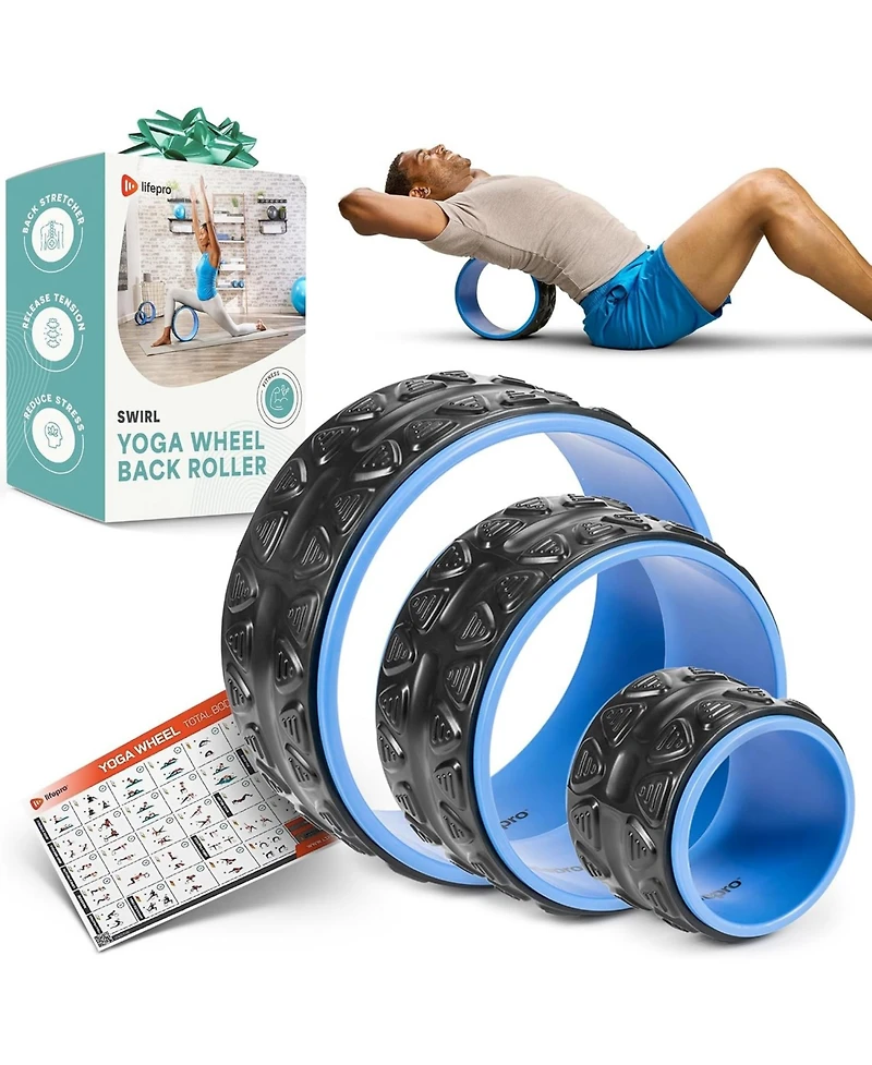 LifePro Yoga Wheel Set for Back, Shoulder, and Neck Pain Relief – Back Roller Wheel for Stretching and Alignment