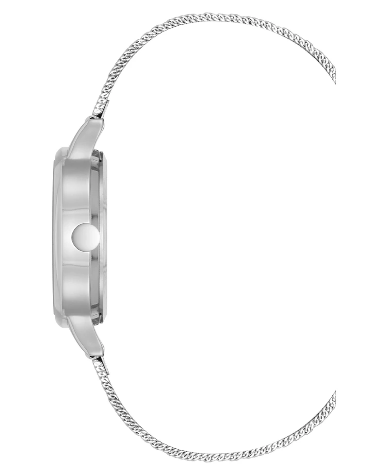 Nine West Women's Quartz Capital Silver-Tone Stainless Steel Mesh Watch, 34mm
