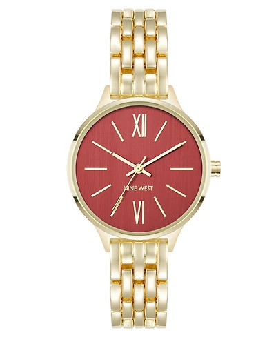 Anne Klein Women's Quartz Essential Burgundy and Gold-Tone Metal Alloy Watch, 34mm