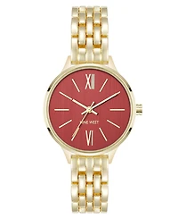 Anne Klein Women's Quartz Essential Burgundy and Gold-Tone Metal Alloy Watch, 34mm