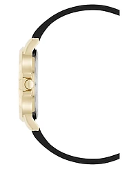Nine West Women's Quartz Premier Black Leather and Gold-Tone Watch, 34mm