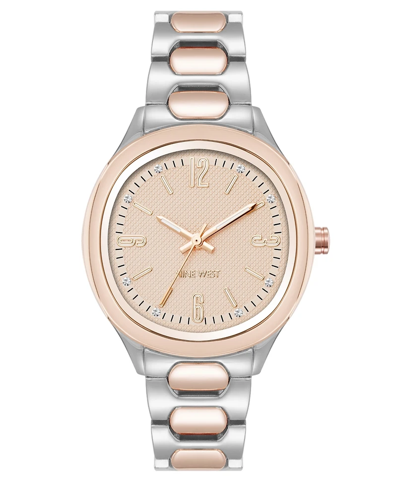 Anne Klein Women's Quartz Unique Silver-Tone and Rose Gold-Tone Metal Alloy Watch, 33mm