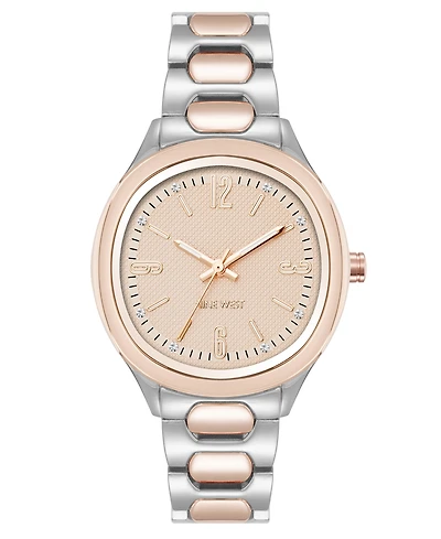 Anne Klein Women's Quartz Unique Silver-Tone and Rose Gold-Tone Metal Alloy Watch, 33mm