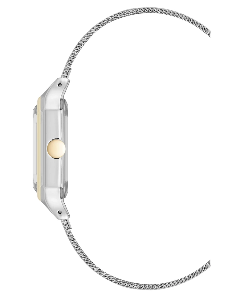 Nine West Women's Quartz Faceted Silver-Tone and Gold-Tone Stainless Steel Mesh Watch, 26mm
