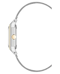 Nine West Women's Quartz Faceted Silver-Tone and Gold-Tone Stainless Steel Mesh Watch, 26mm