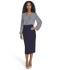 Tommy Hilfiger Women's Striped V-Neck Ruffle Top