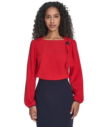 Tommy Hilfiger Women's Long Sleeve Side Tie Top