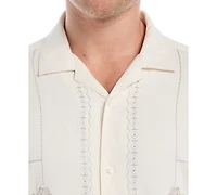 Cubavera Men's Embroidered L-Shape Short Sleeve Button Down Shirt