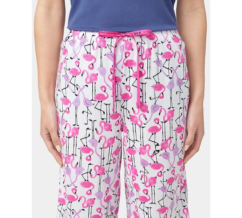 Hue Women's Flamingo Strut Drawstring Bermuda Pajama Shorts