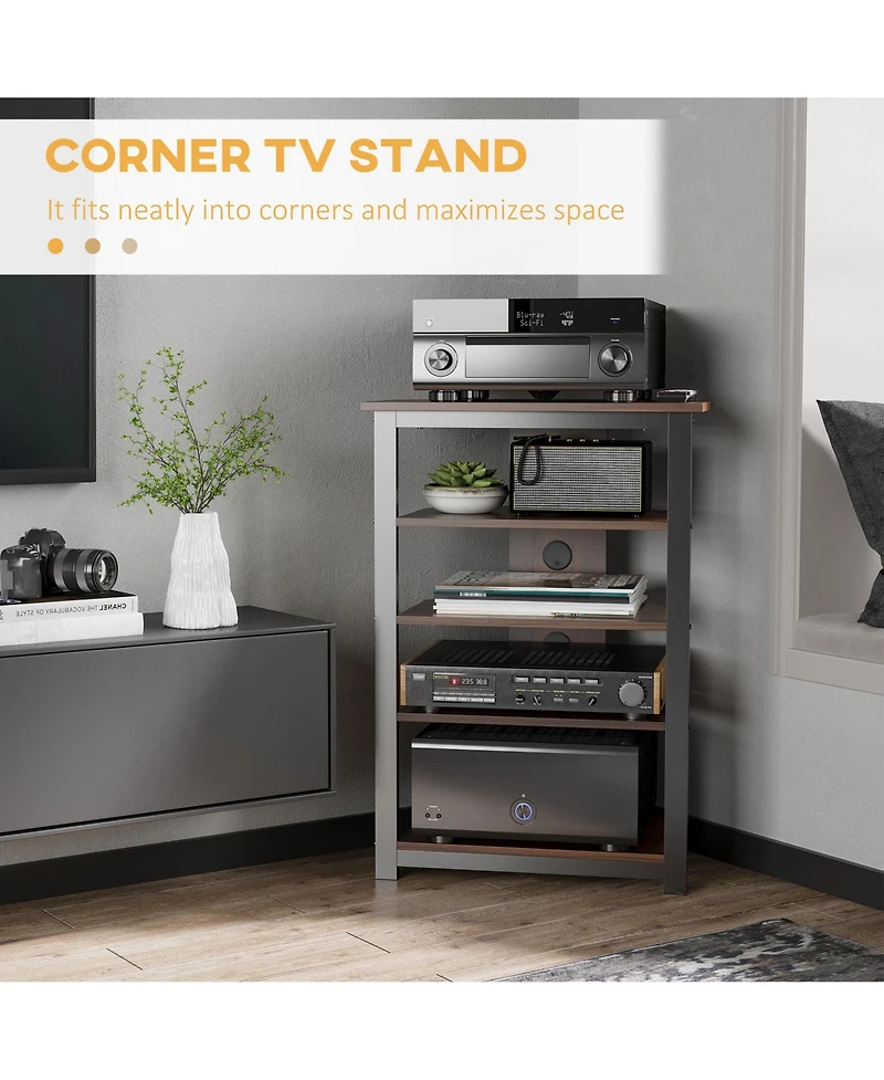 Homcom Small Corner Tv Sd Shelf for Up to 29", Space Saving Design