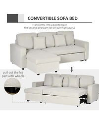 Homcom Sectional Sleeper Sofa with Pull out Bed