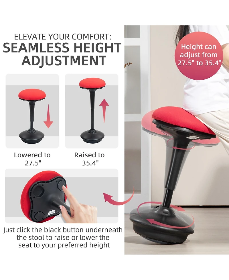Homcom Adjustable Active Sding Stool with Rocking Motion,