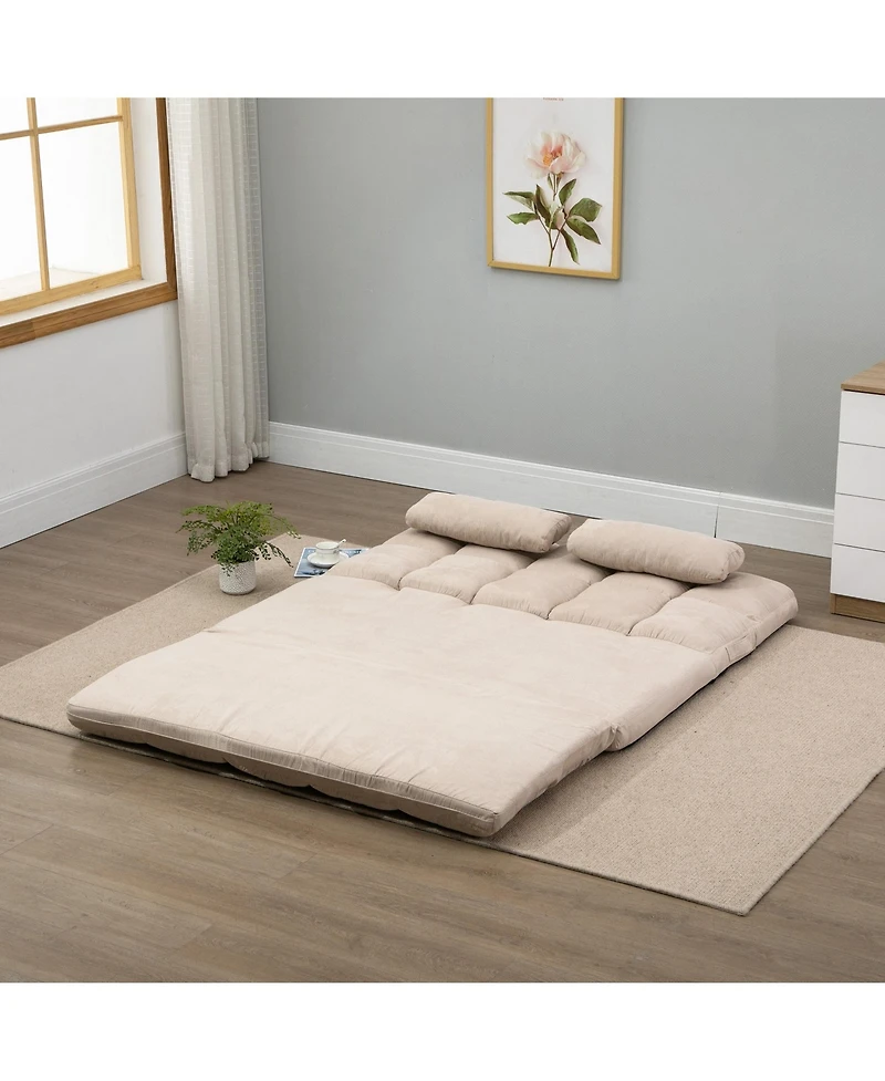 Homcom Convertible Floor Sofa with Adjustable Backrest and Headrest