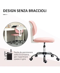 Vinsetto Fluffy Home Office Chair with Adjustable Height, Armless
