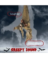 Outsunny 36" Animated Scare Prop Hanging Bat, Indoor Halloween Decorations
