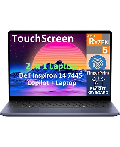 Dell Inspiron 14 Business 2-in-1 Laptop 14.0" Ips Wuxga Display (Amd Ryzen 5 8640HS, 32GB DDR5, 1TB PCIe Ssd,Fp, Bt 5.3, Win 11 Pro)