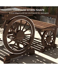 Outsunny Outdoor Table and Chairs for 4 People w/ Wagon Wheel Design