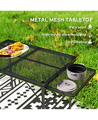 Outsunny Folding Grill Table, 4.5ft Portable Camping Table w/ Wing Panels