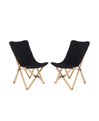 Akiudex set of 2 bamboo dorm chair with storage pocket for camping and fishing