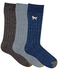 Gold Toe Men's 3-Pack Hampton Embroidered Reinforced Toe Crew Socks