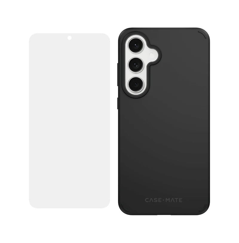 Case-Mate Protection Pack Tough Case and Glass Screen Protector for Samsung Galaxy S24 Fe-Black