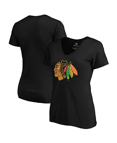 Fanatics Women's Black Chicago Blackhawks Core Primary V-Neck T-Shirt