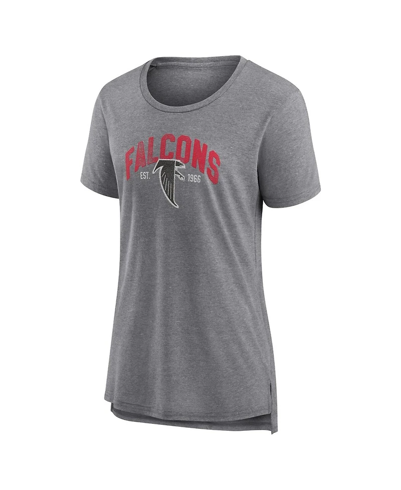 Fanatics Women's Heathered Gray Atlanta Falcons Drop Back Modern T-Shirt