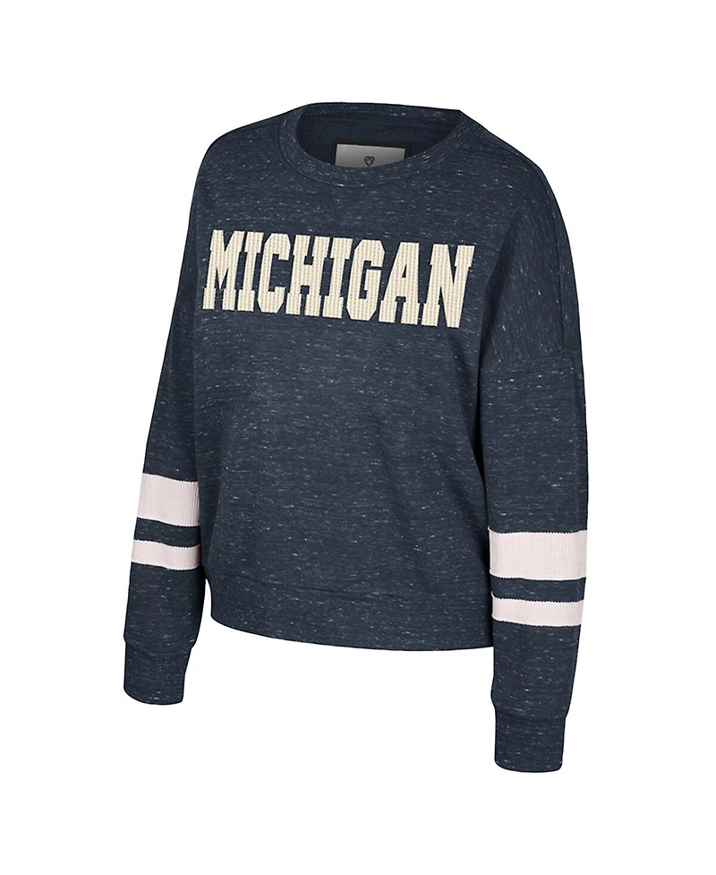 Colosseum Women's Navy Michigan Wolverines Lost City Speckle Pullover Sweatshirt