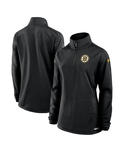 Fanatics Women's Black Boston Bruins Authentic Pro Rink Lightweight Quarter-Zip Pullover Top