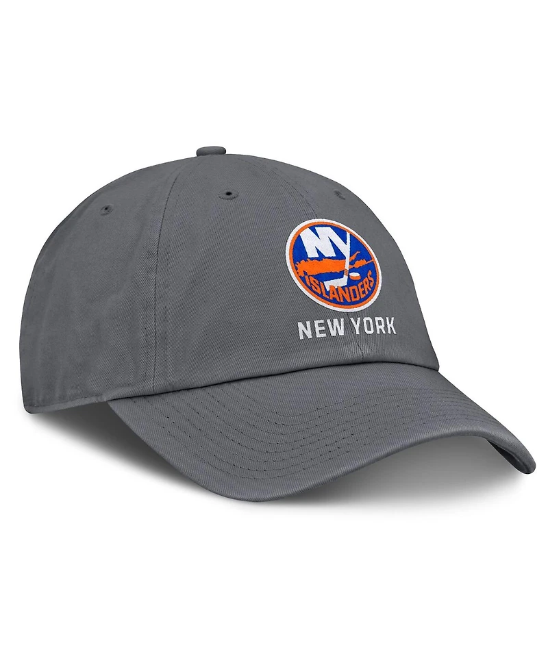 Fanatics Men's Charcoal New York Islanders Washed Adjustable Hat