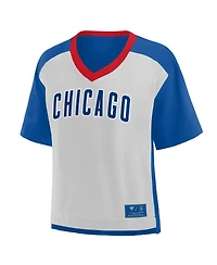Fanatics Women's Royal/Graphite Chicago Cubs Oversized Race to Win V-Neck T-Shirt