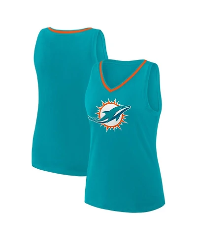 Logo Athletic Women's Aqua Miami Dolphins Stellar Win V-Neck Tank Top