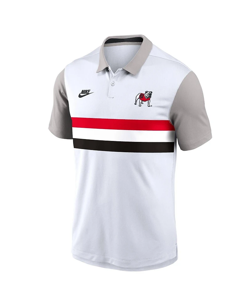 Nike Men's White/Gray Georgia Bulldogs Athletic Prep Legacy Logo Vapor Performance Polo Shirt