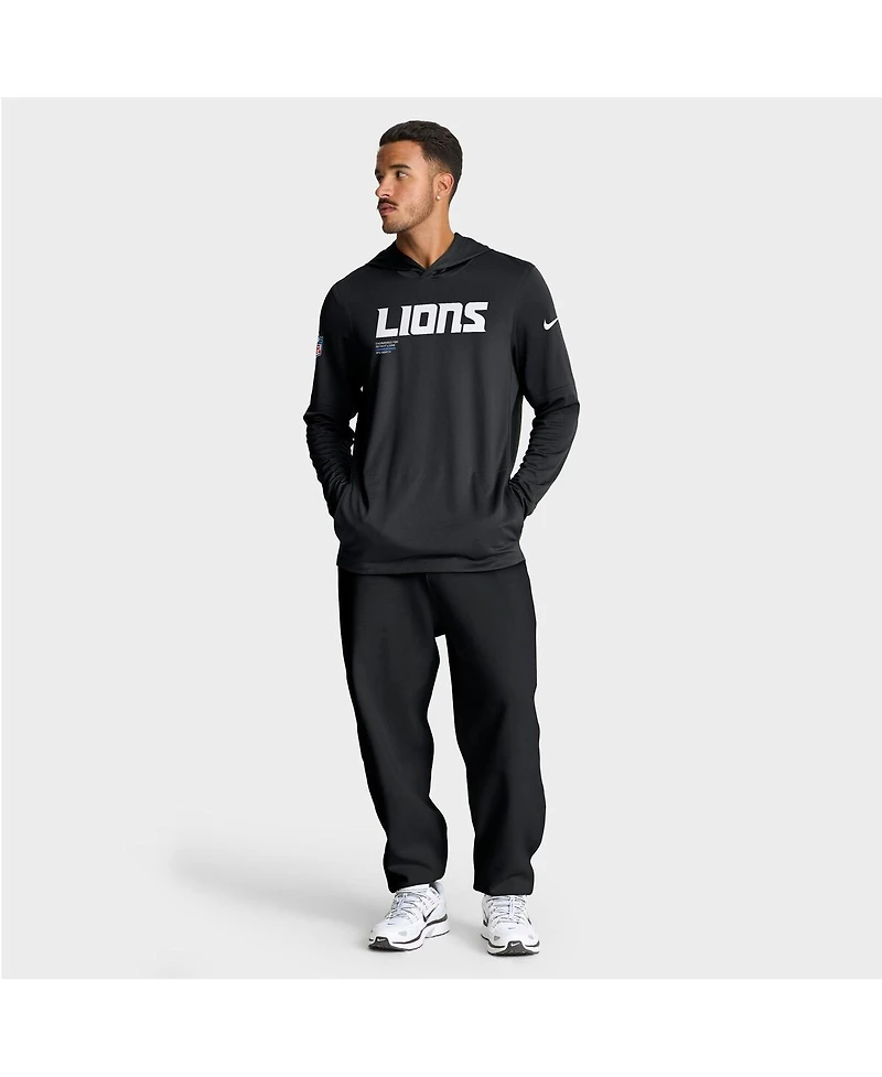 Nike Men's Detroit Lions Sideline Pure Fury Performance Long Sleeve Hoodie T-Shirt