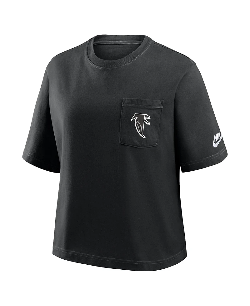 Nike Women's Black Atlanta Falcons Rewind Pocket Boxy T-Shirt