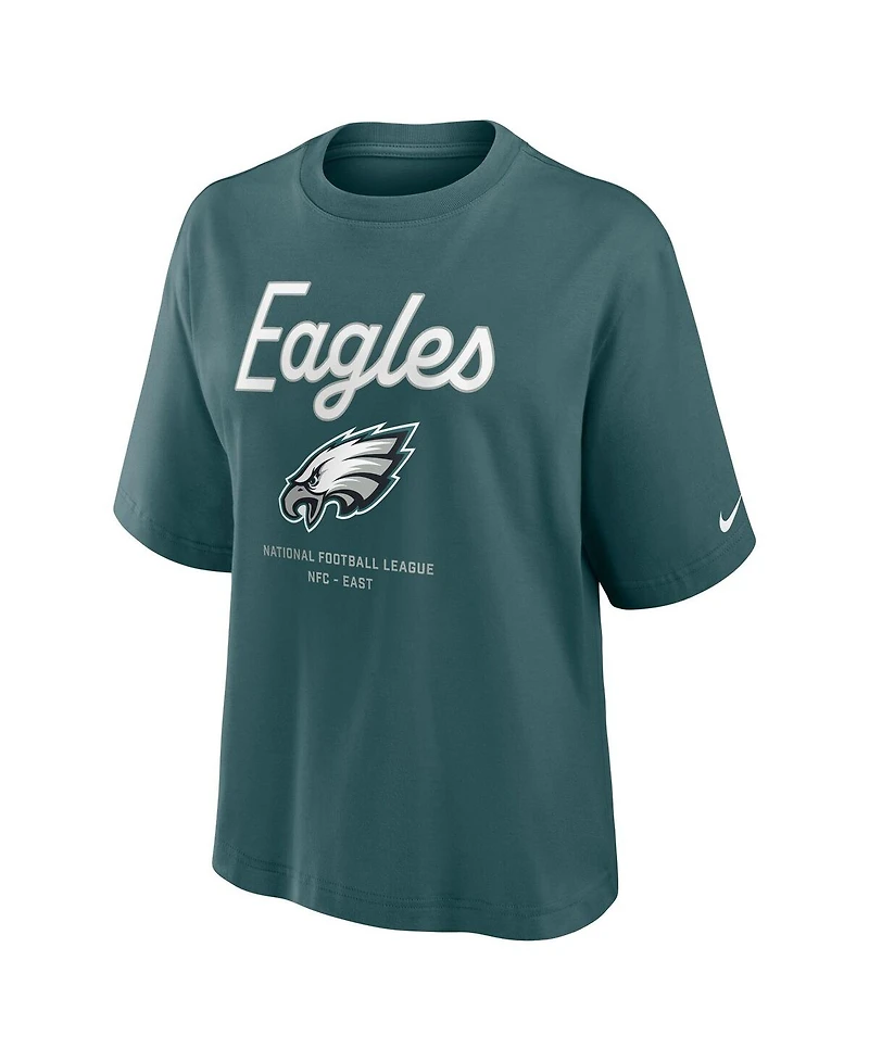 Nike Women's Midnight Green Philadelphia Eagles Essential Script Boxy T-Shirt