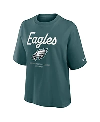 Nike Women's Midnight Green Philadelphia Eagles Essential Script Boxy T-Shirt