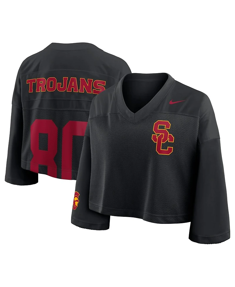 Nike Women's Black Usc Trojans Cropped Mesh Fashion Jersey