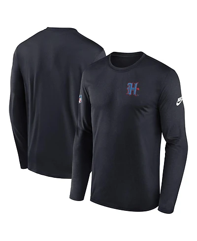 Nike Men's Navy Houston Texans Legend Small Logo Performance Long Sleeve T-Shirt