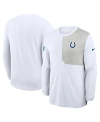Nike Men's White Indianapolis Colts Sideline Coach Uv Performance Long Sleeve T-Shirt