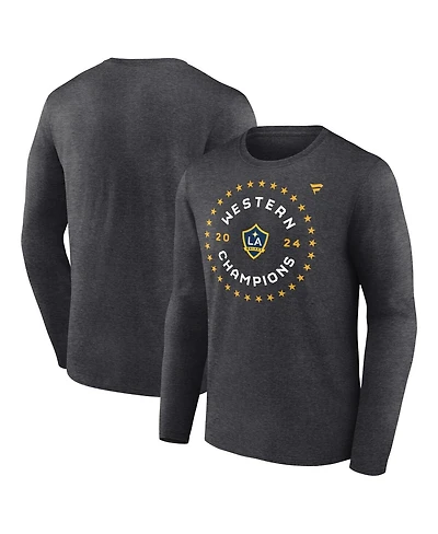 Fanatics Men's and Women's Heather Charcoal La Galaxy 2024 Mls Western Conference Champions Locker Room Long Sleeve T-Shirt