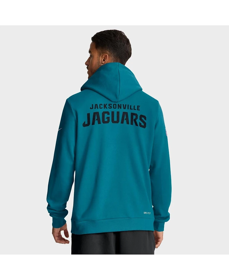 Nike Men's Teal Jacksonville Jaguars Sideline Initial Home Performance Pullover Hoodie