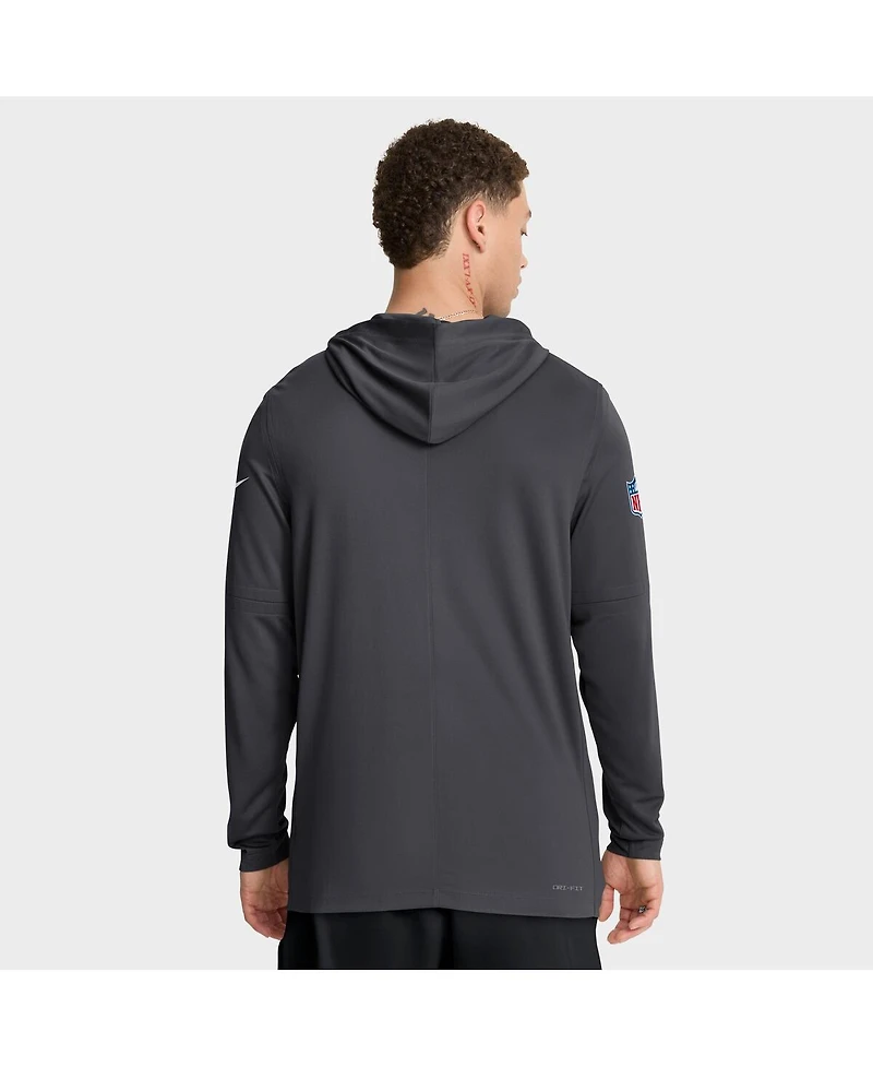 Nike Men's Anthracite Green Bay Packers Sideline Pure Fury Performance Long Sleeve Hoodie T-Shirt